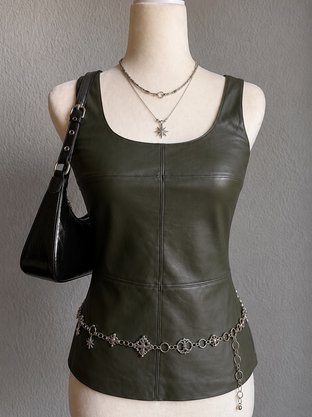 Bailey 44 Olive Green Leather Tank Top